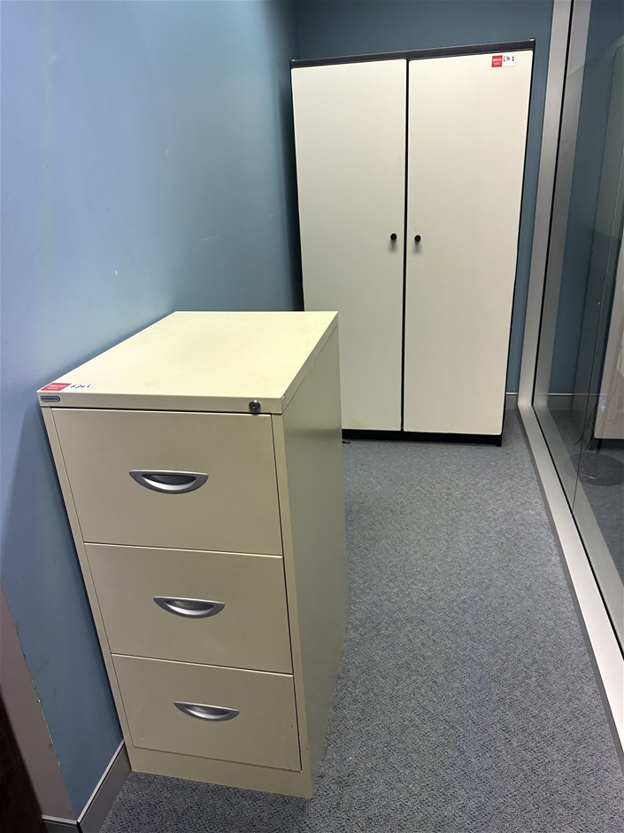 Assorted office furniture Inc 1x ENDURANCE 3 drawer metal filing