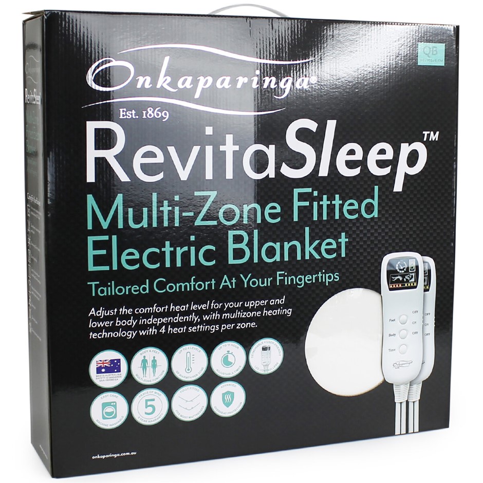 ONKAPARINGA RevitaSleep Multi-Zone Fitted Electric Blanket, Queen, White. N  Auction (0028-3140155) | Grays Australia