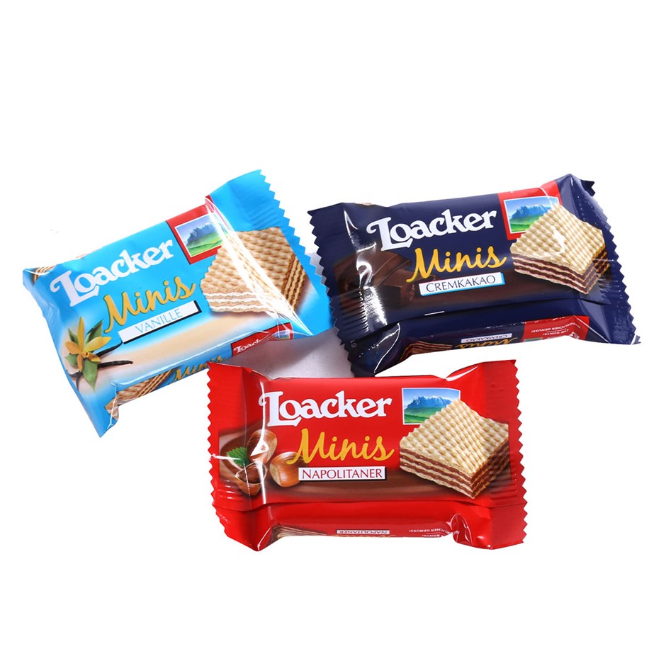 2 x LOACKER Minis Crispy Wafers, 800g. NB: Damaged outer packaging ... image.