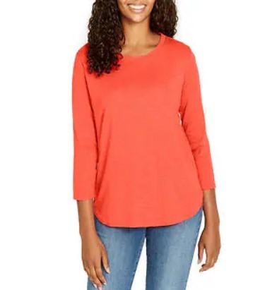 3 x SIGNATURE Women's 3/4 Sleeve Slub Tee, Size XS, 100% Cotton, Orange. B