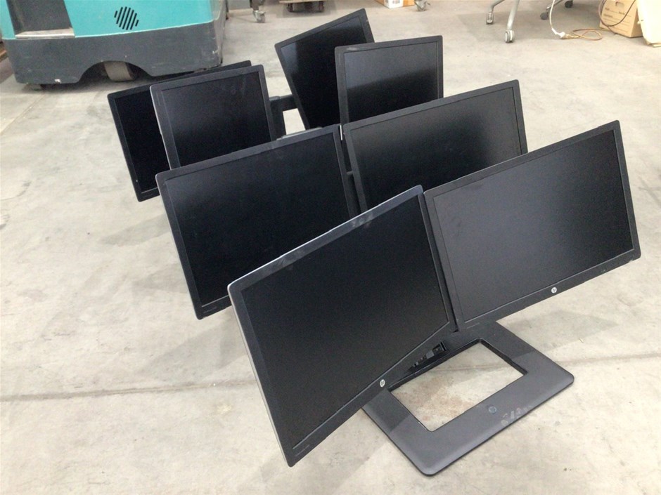 8 x HP E242 Monitors with 4 x HP AW664AA Dual Monitor Stands Auction