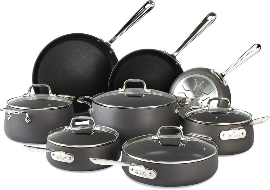 ALL-CLAD Hard Anodized Nonstick Dishwasher Safe PFOA Free Cookware Set, 13-