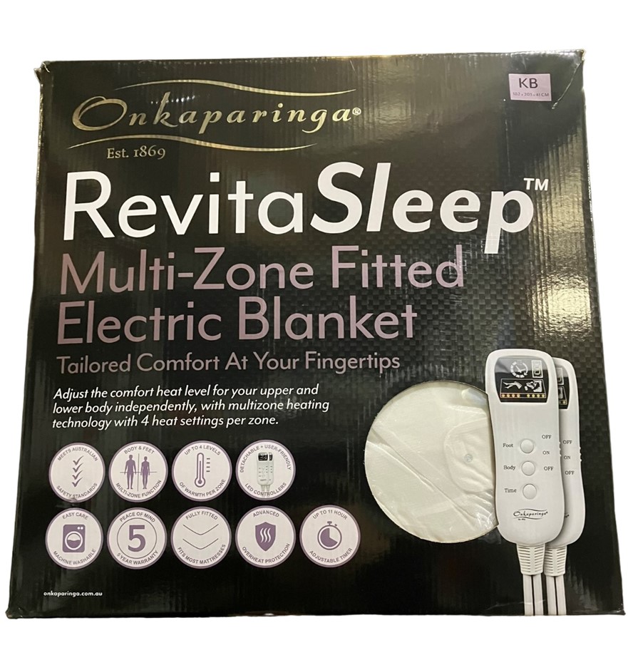 ONKAPARINGA RevitaSleep MultiZone Fitted Electric Blanket, King 182cm