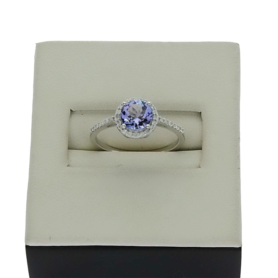 Tanzanite & Diamond Ring in 9ct White Gold main image 0