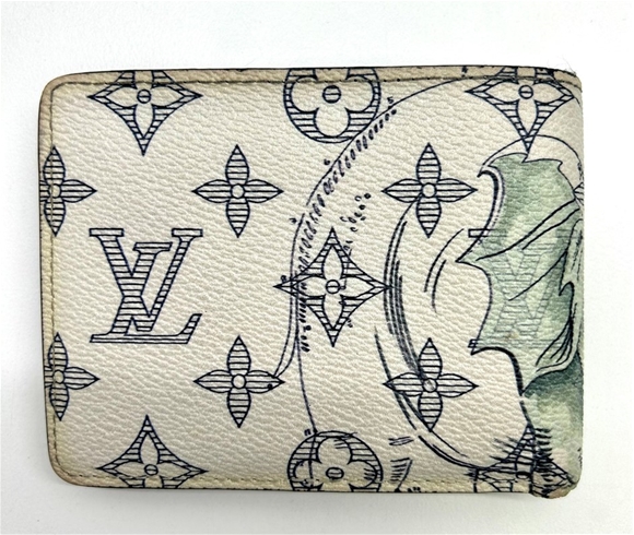 Louis Vuitton Card Case Savane Monogram Chapman Ink White