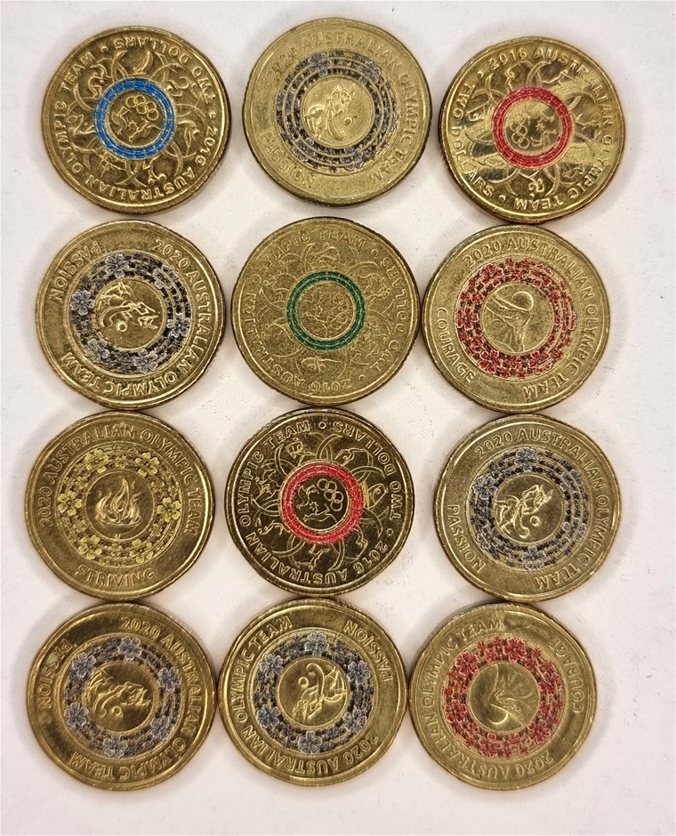 A Collection of 2020 'Olympic Team' Various Coloured Two Dollar Coins ...