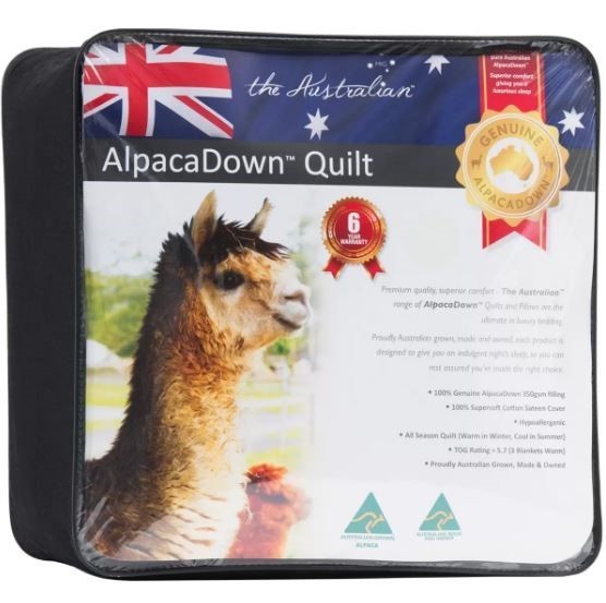THE AUSTRALIAN AlpacaDown Quilt, Queen, 140cm x 210cm, White.