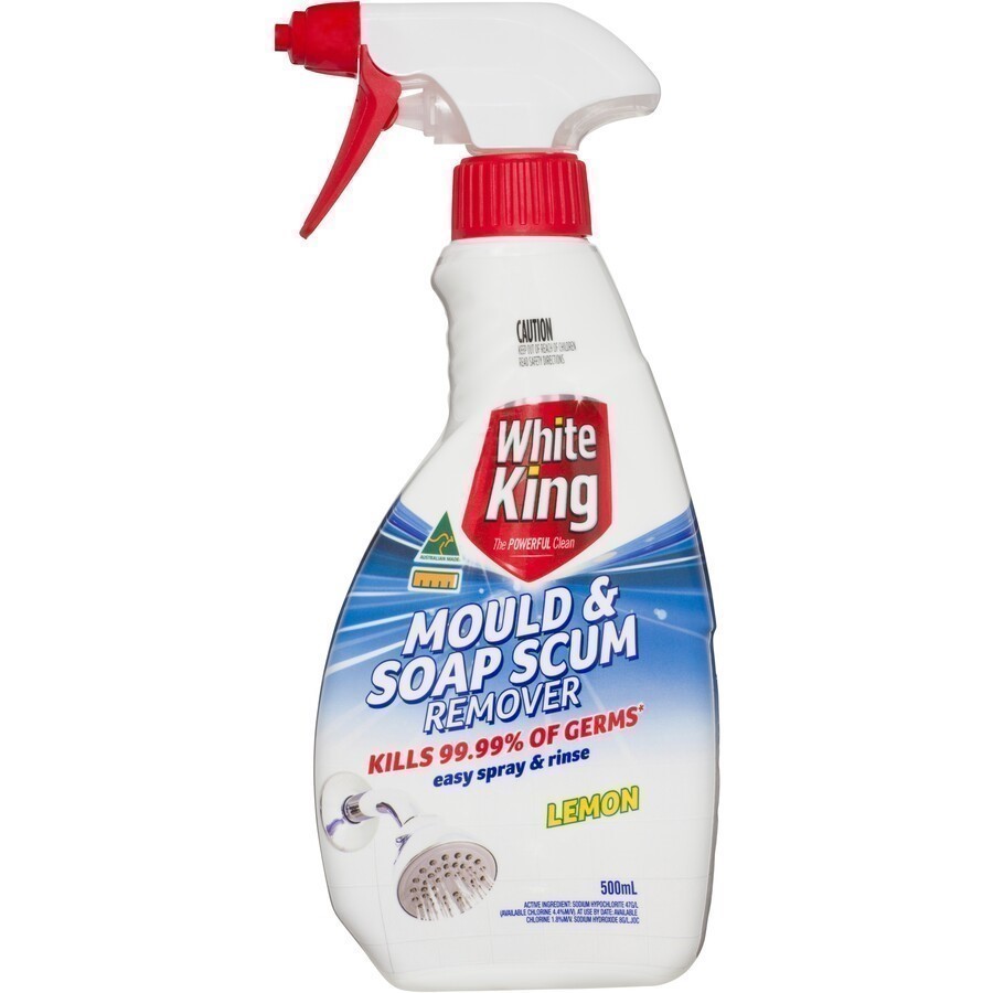 6 x WHITE KING Mould & Soap Scum Removers, Lemon, 500ml.
