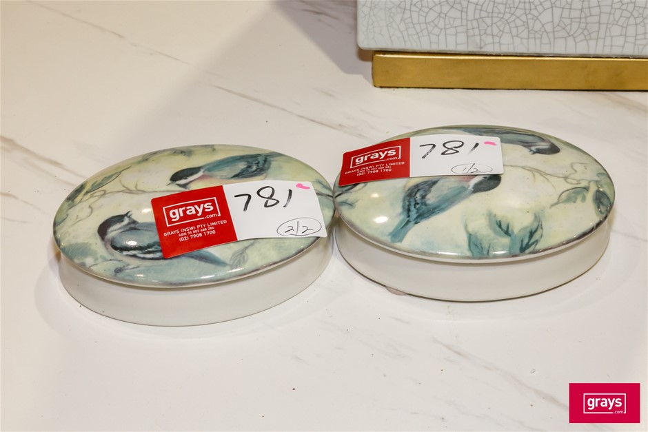 Qty 2 x Ceramic Trinket Boxes Auction (07815054514) Grays Australia