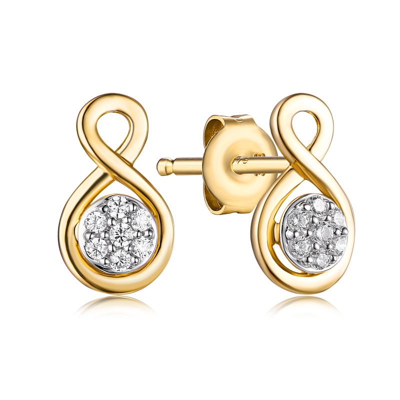 9ct Yellow Gold 0.15ct Diamond Fashion Earrings
