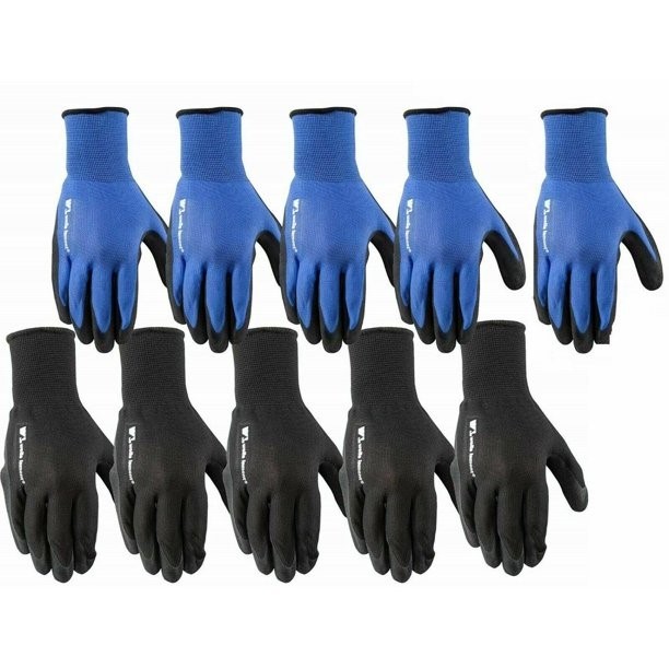 20x WELLS LAMONT Antimicrobial Foam Latex Work Gloves, Size M & L, Blue/Bla