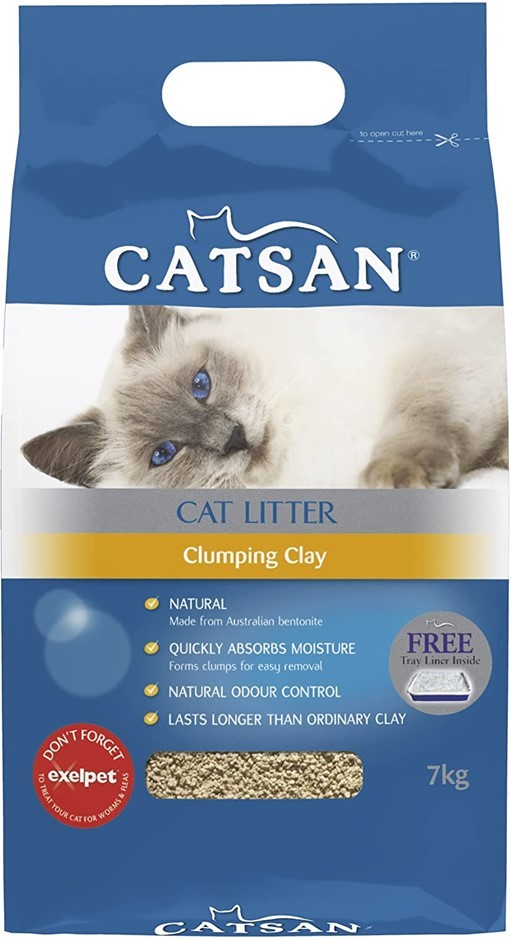 CATSAN Clumping Clay Cat Litter 7Kg. NB: Slightly Damaged Packaging, Reseal