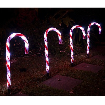8 Solar LED Candy Canes Christmas Lights