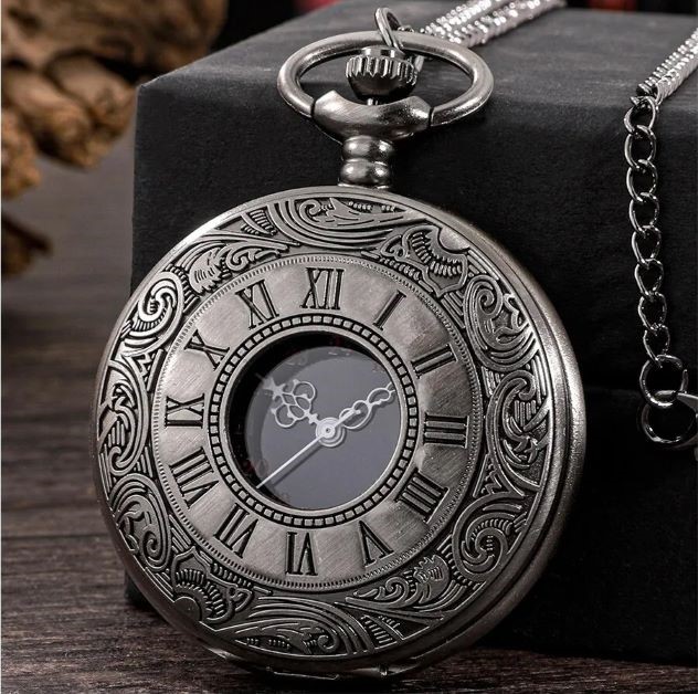 Roman Numerals Hollow Case Steampunk Quartz Pocket Watch Auction