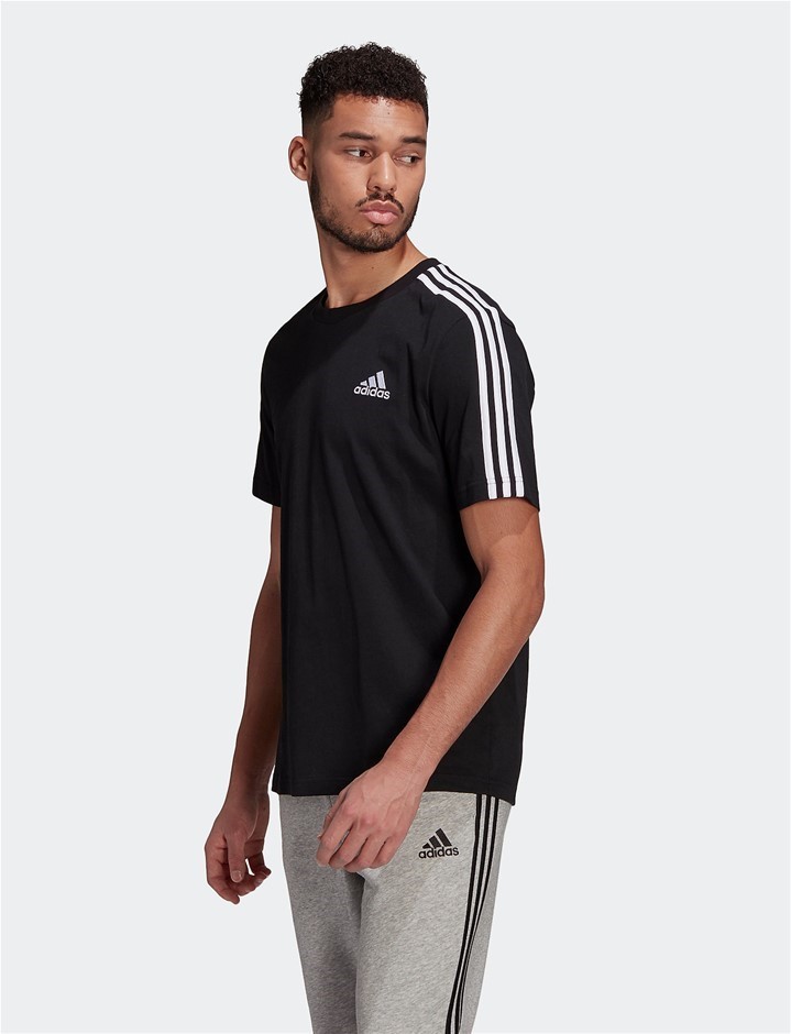 ADIDAS Men's 3S SJ Tee, Size L, Cotton, Black/White. Buyers Note - Discoun