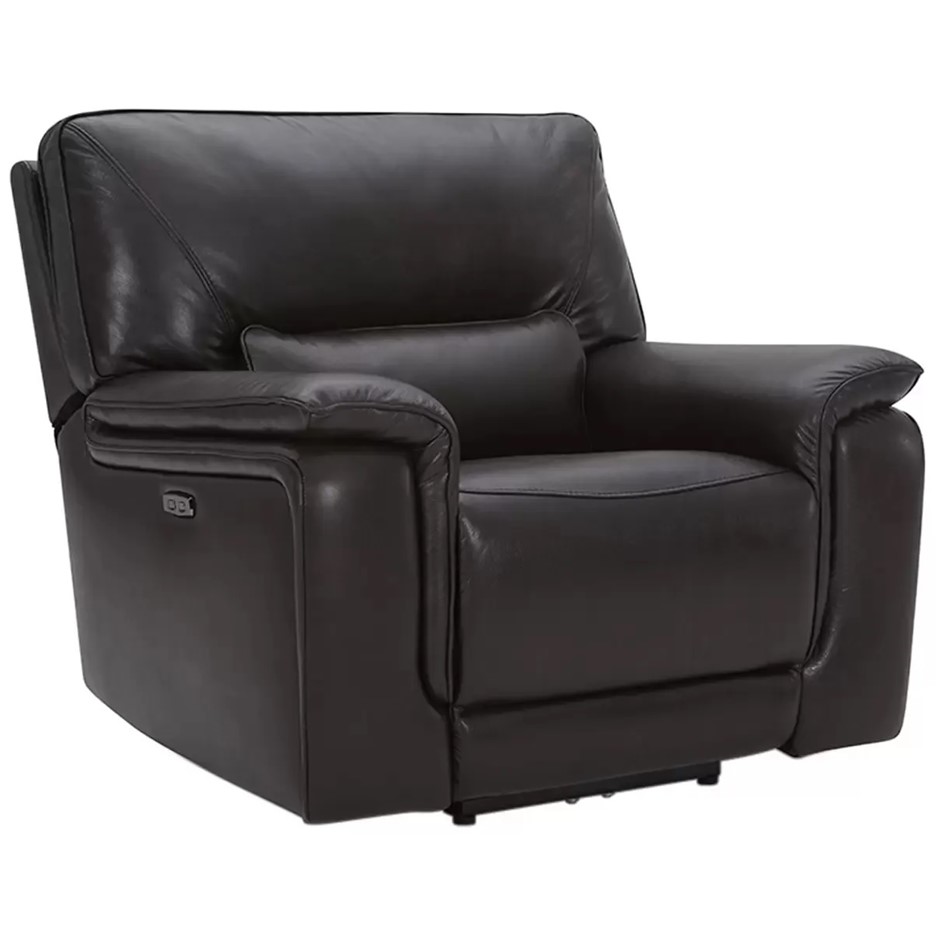 GILMAN CREEK Leather Power Recliner With Power Headrest, Dark Brown, W