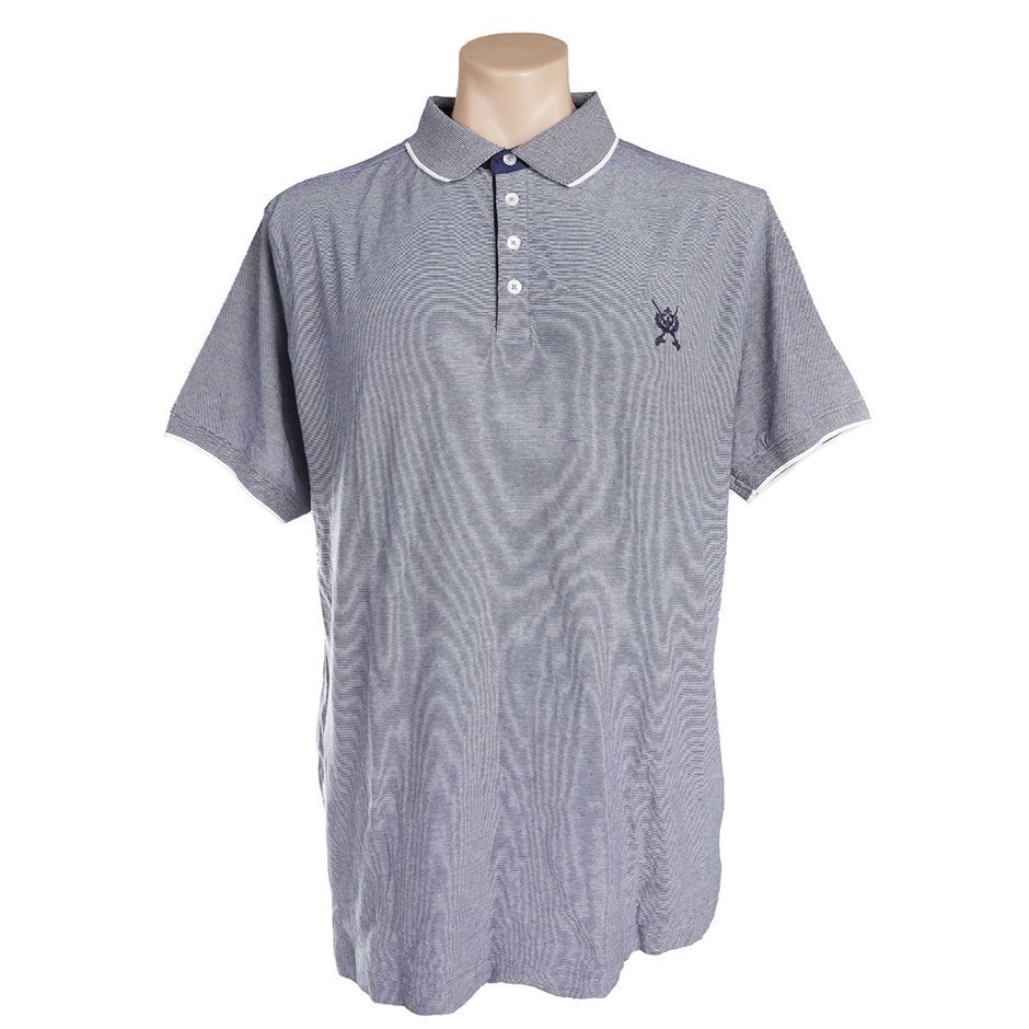 JEFF BANKS Men's Fine Striped Polo, Size XL, Cotton, Navy/ White Stripes.