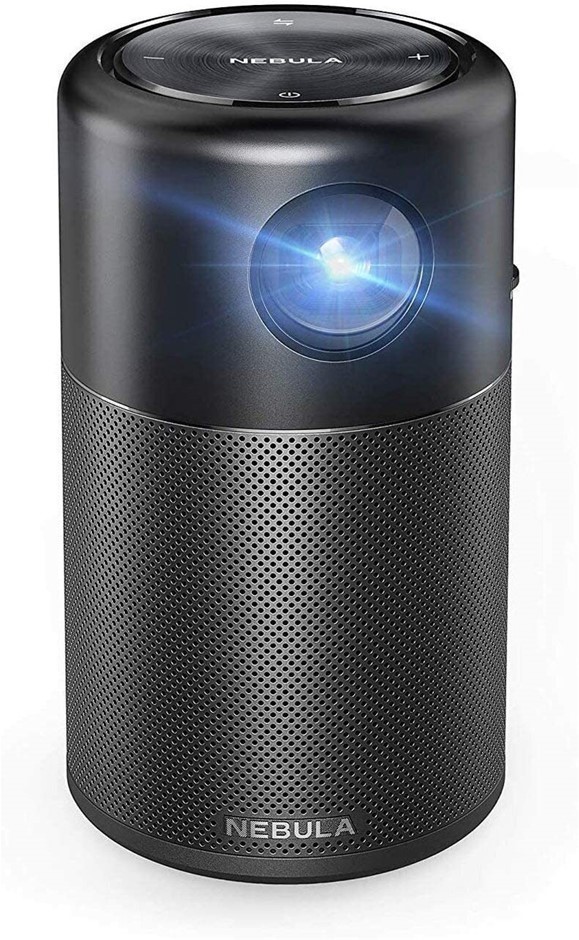 NEBULA Smart Wi-Fi Mini Portable Projector with 100 ANSI Lumen 360 Speaker.