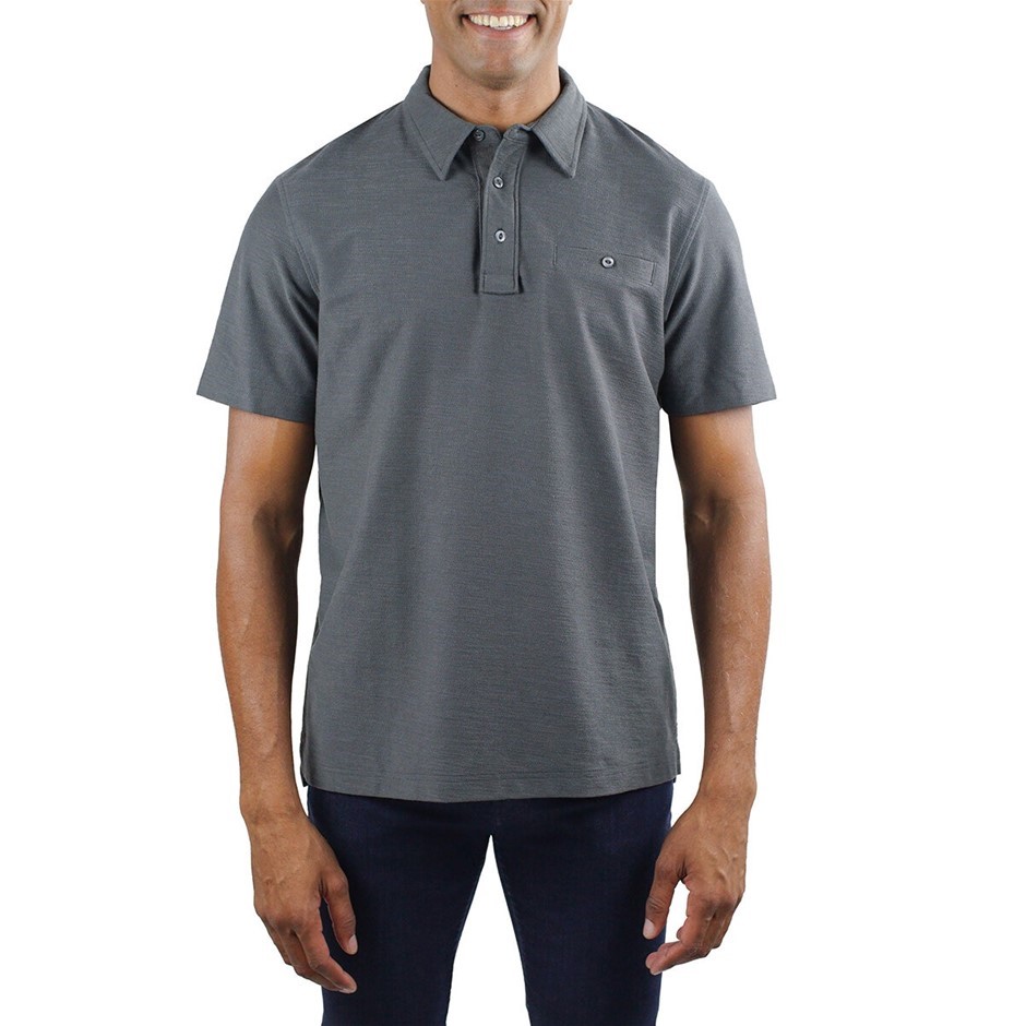 JACHS Men's Slub Polo, Size L, 95% Cotton, Grey. Buyers Note - Discount Fr