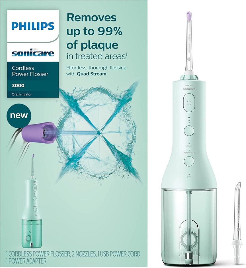 PHILIPS Sonicare Cordless Power Flosser 3000, Mint, HX3806/34