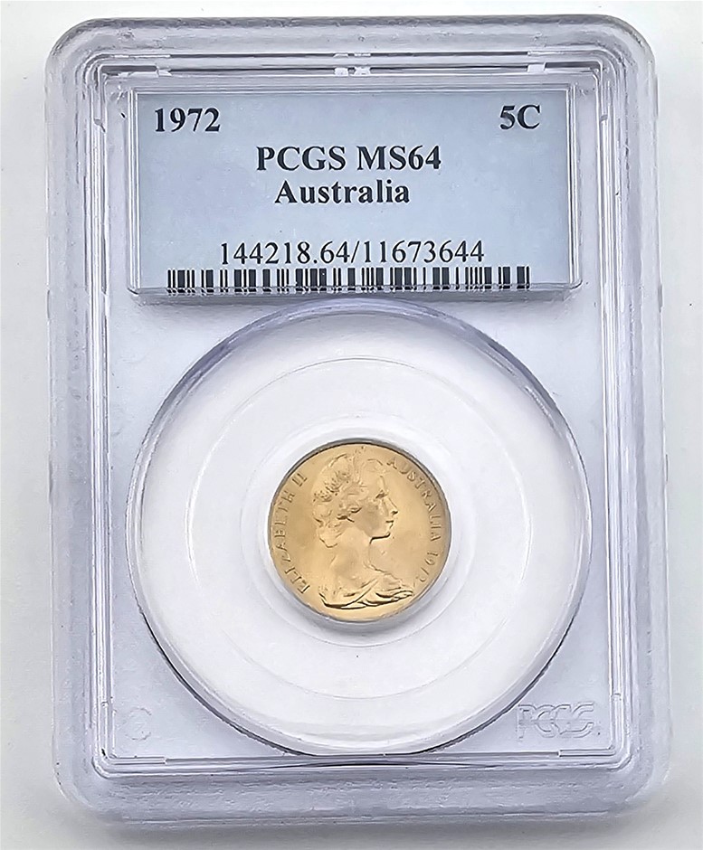 PCGS GRADED 1972 FIVE CENT COIN Auction (00112558200) Grays Australia