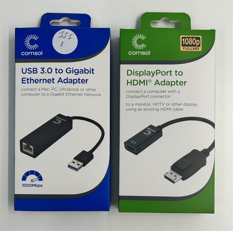 COMSOL USB 3.0 to Gigabit Ethernet Adapter & Display Port to HDMI ...