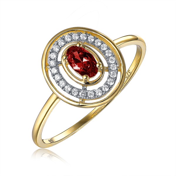 9ct Yellow Gold 0.12ct Diamond Ruby Ring main image 0
