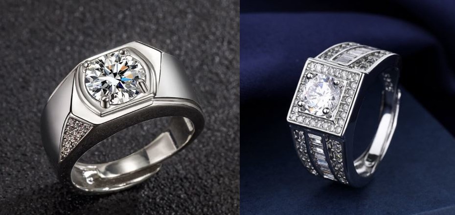 Set Two 3.0CTW GRA Brilliant Cut Moissanite Rings Auction (0040-2558162 ...