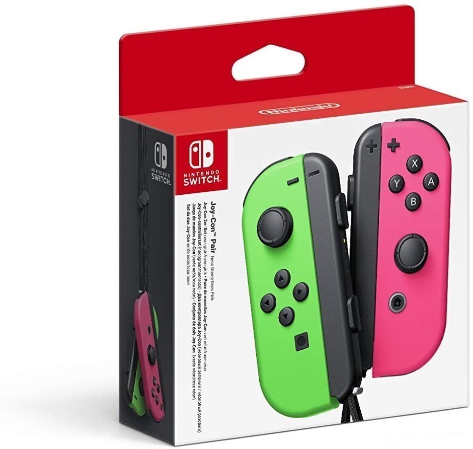 NINTENDO Switch Joy-Con Controller Pair, Neon Green / Neon Pink.  Buyers No