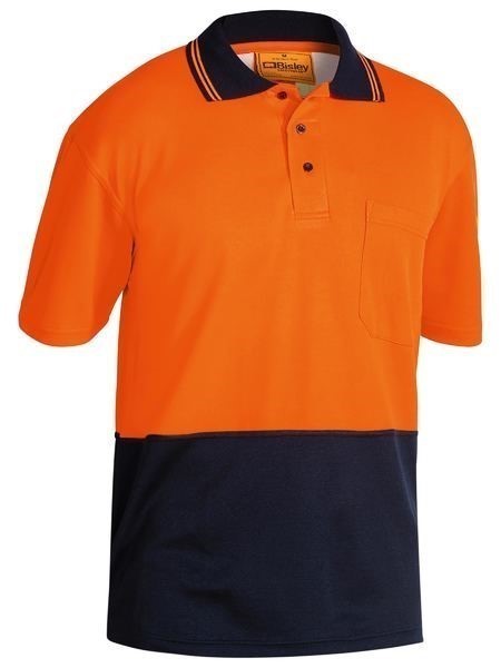 5 x ACE Hi-Vis Microfibre Polo Shirt, Size XS, Short Sleeve Orange/Navy. B
