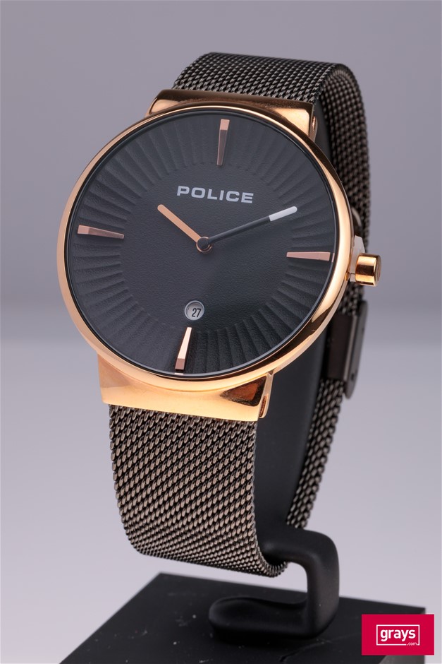 POLICE - IP ROSE GOLD CASE WITH GUN METAL GREY MESH STRAP Auction (1093 ...