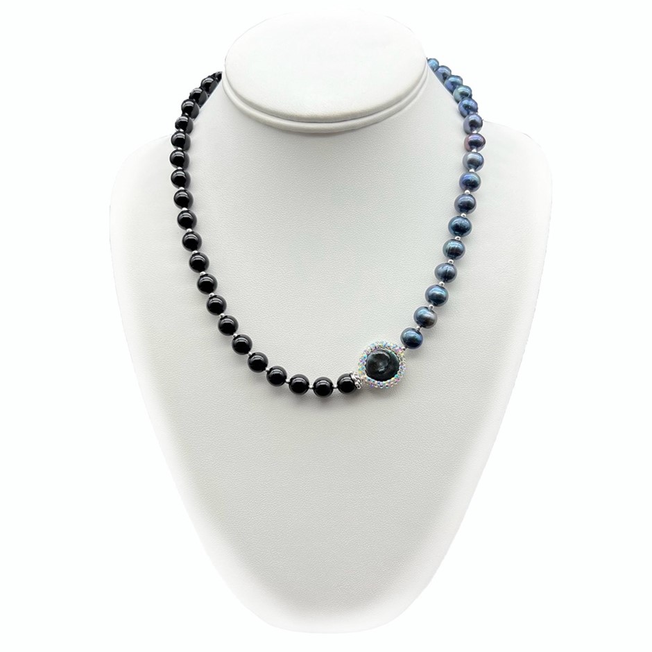 Black Agate Pearl Necklace