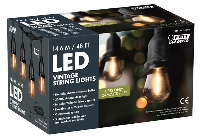FEIT LED Vintage String Lights, 14.6m.