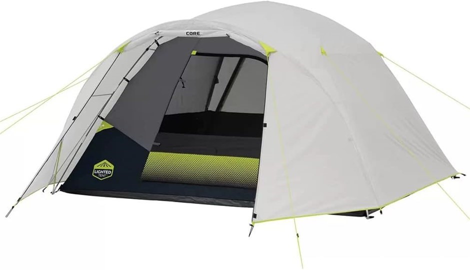 CORE 6 Person Lighted Dome Tent, 3.0 x 2.7 m, Integrated LED Light System W