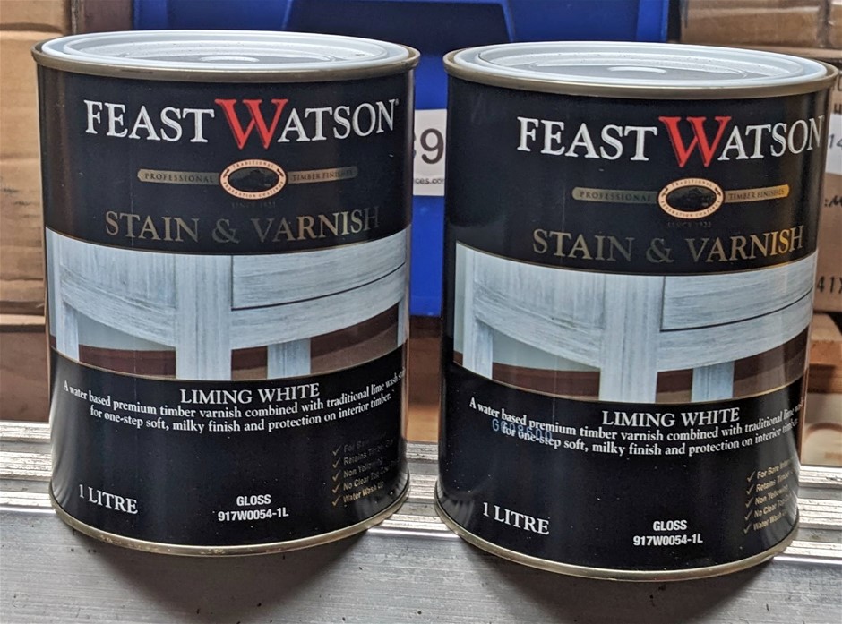 2 x 1L Feast Watson GLOSS Liming White Stain & Varnish 917W0054-1L ...