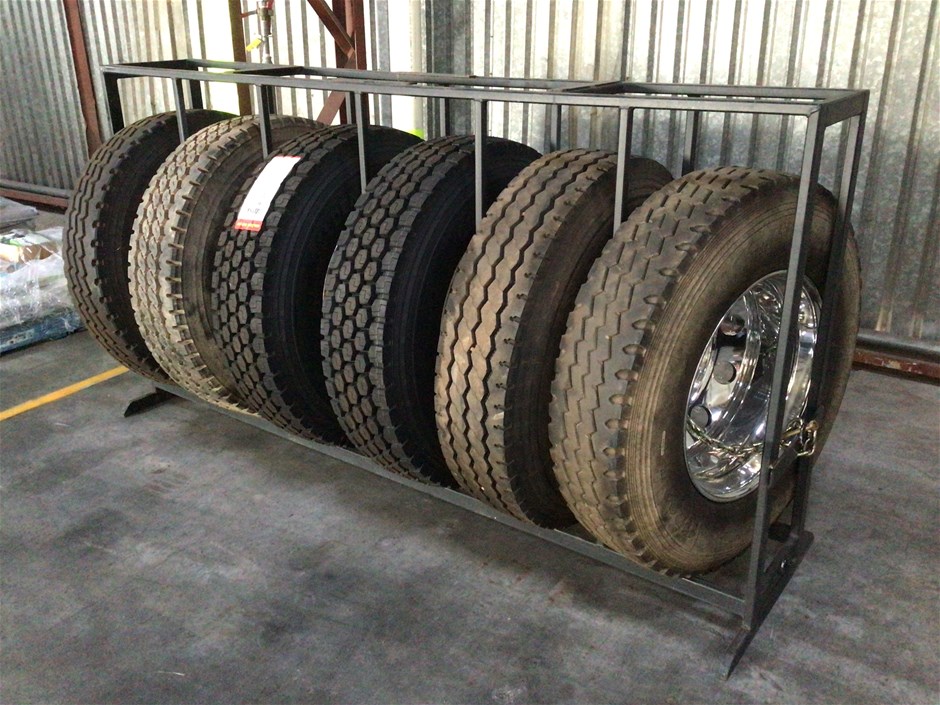 Tyre Rack with Tyres and Rims Auction (0073-7051509) | Grays Australia