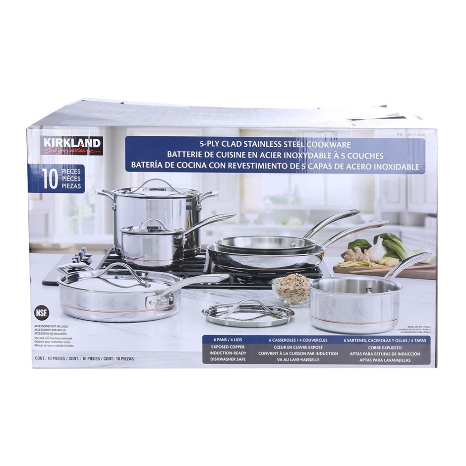 SIGNATURE 10pc 5-Ply Clad Stainless Steel Cookware Set, Comprising; Deep Sa