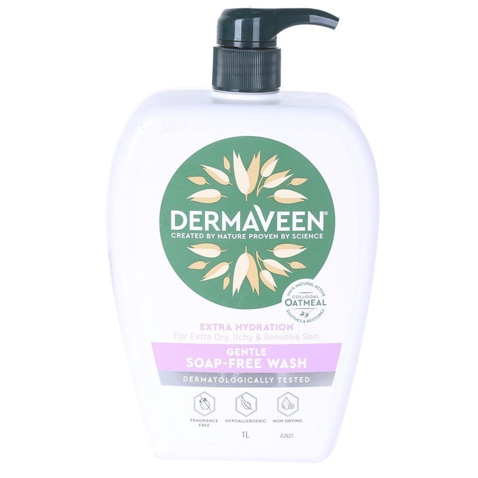 2 x DERMAVEEN Extra Hydration Gentle Soap Free Wash, 1L
