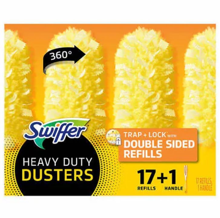 3 x SWIFFER Heavy Duty Dusters, 17 Refills + 1 Handle. N.B: Damaged packagi
