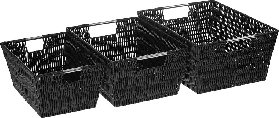 WHITMOR Rattique Storage Baskets Set of 3, Black.