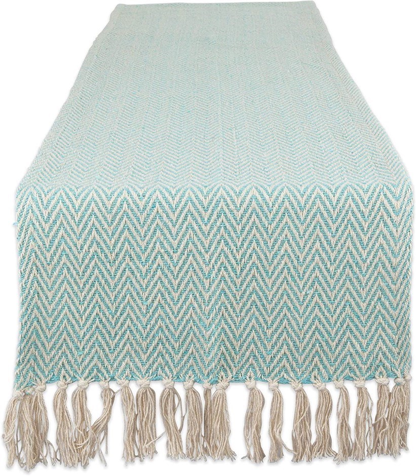 DII Braided Cotton Table Runner, 38.1x182.9 cm, Aqua, CAMZ11281.