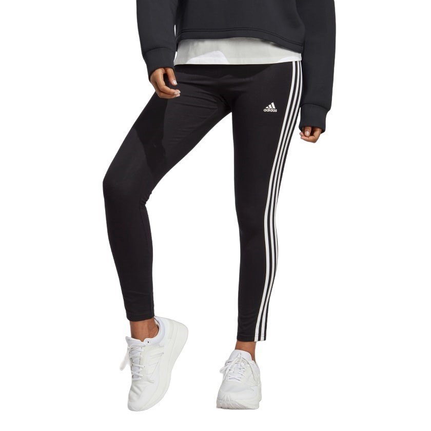 ADIDAS Women's 3S High-Waist Leggings, Size AU L, 90% Cotton, Black/White,