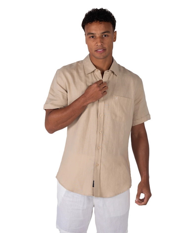 COAST CLOTHING CO Men's S/S Shirt, Size XL, 100% Linen, Natural, 111329. B