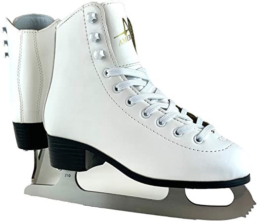 AMERICAN ATHLETIC Shoe Girl's Tricot Lined Ice Skates, White, Size 4 US NB: