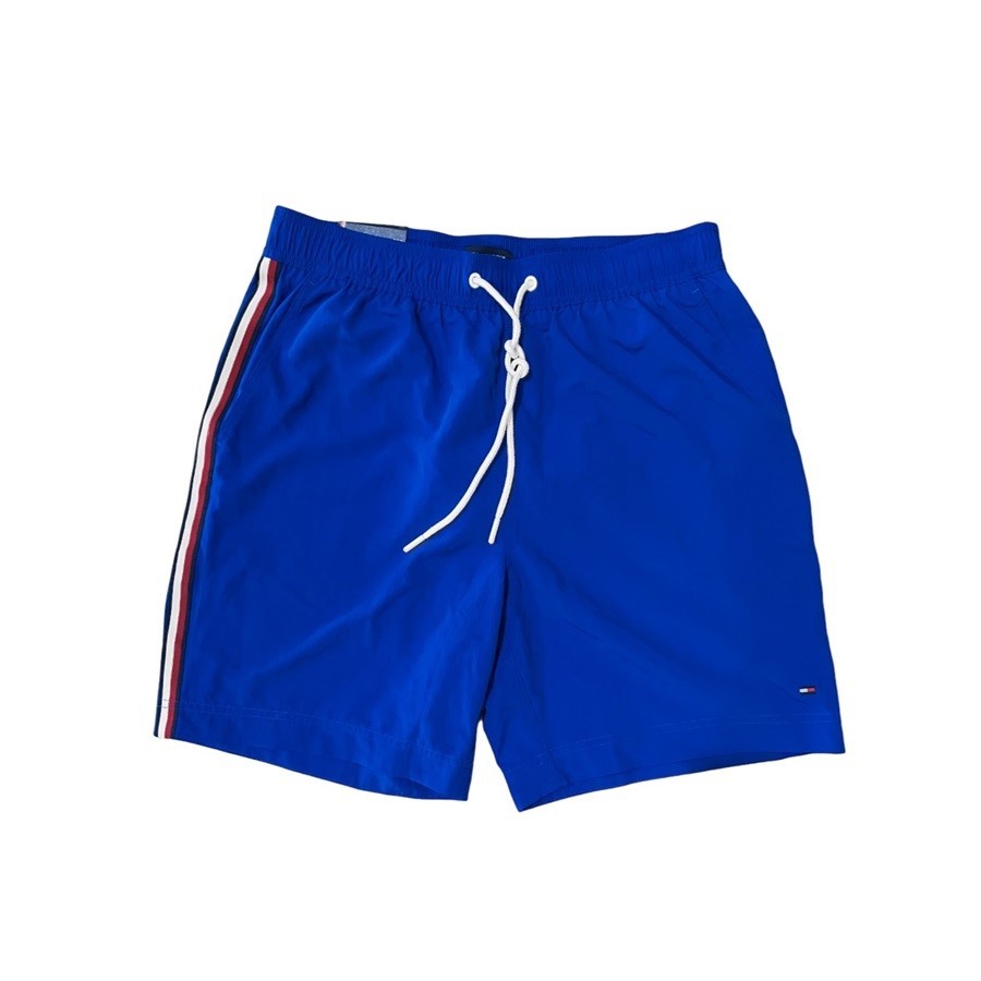 TOMMY HILFIGER Men's TH Beach Swim Trunks, Size L, 100% Nylon, Greek Isle B