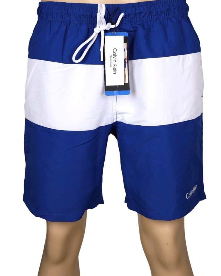 CALVIN KLEIN Men's Colorblocked 7" Swim Shorts, Size L, 100% Polyester, Sur