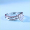 Elegant 18K White Gold plated Diamonds Simulants Engagement Ring size 10