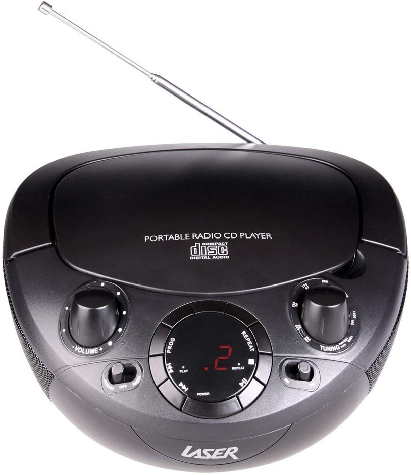 LASER CD Boombox with AM/FM Radio, Black. Buyers Note - Discount Freight R