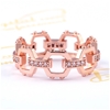 Elegant 18K Rose Gold plated Diamonds Simulants Engagement Ring size 7