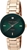 ANNE KLEIN Women's Genuine Diamond Dial Bracelet Watch, Green/Rose Gold.